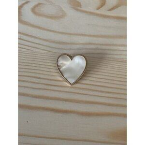 Heart-Shaped Gold & Mother of Pearl Pin Brooch